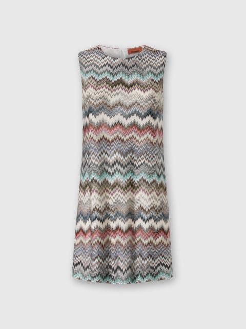 Crew Neck Mini Dress with Snake Pattern