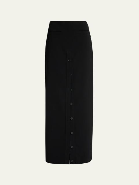 Button-Front Crepe Maxi Skirt