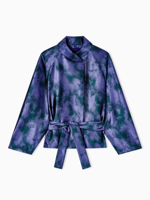 SHORT JACKET IN A TWO-TONE SILK BLEND JACQUARD