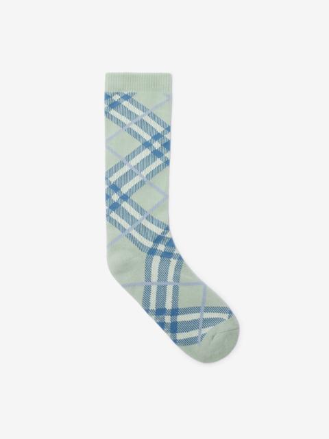 Check Cotton Blend Socks