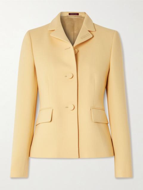 Embroidered grain de poudre wool blazer Yellow