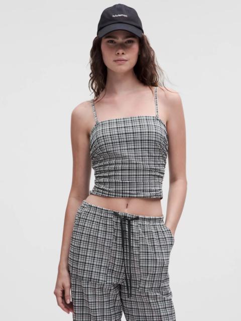 Seersucker Check Strappy Tank Top