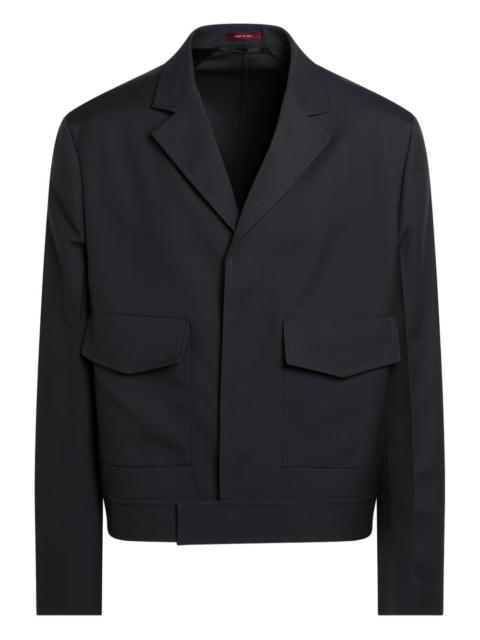 돋을새김된 모직 gabardine 재킷