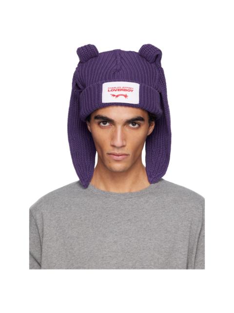Purple Chunky Rabbit Beanie