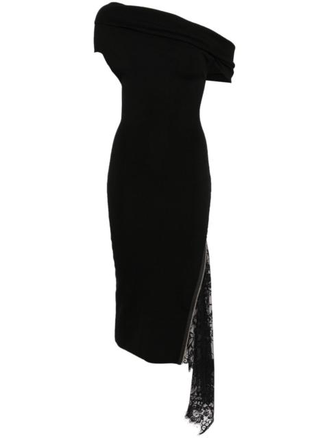 lace-insert knitted dress