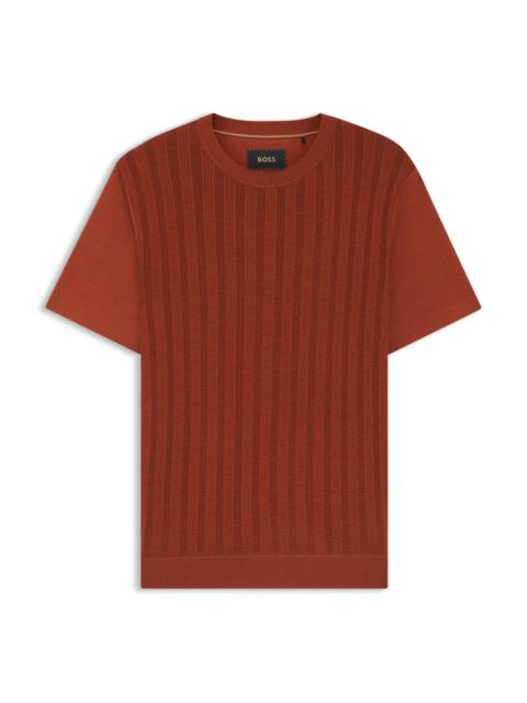 CABLE-KNIT T-SHIRT IN COTTON AND SILK