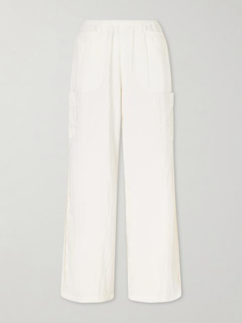 Crinkled-satin Wide-leg Cargo Pants