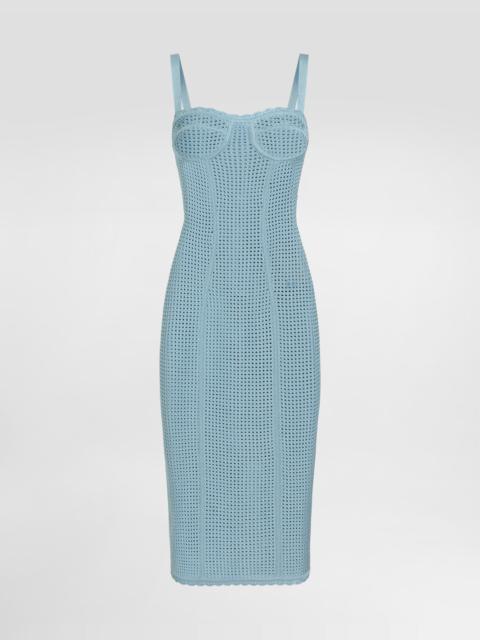 Openwork knit bustier dress