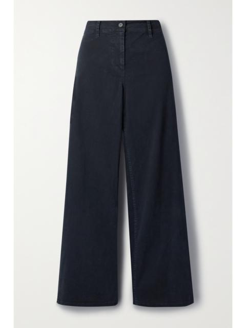 Megan Cotton-blend Twill Wide-leg Pants
