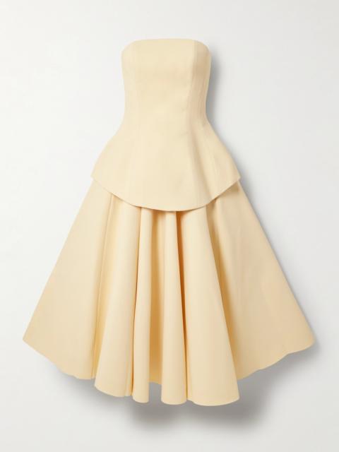 Ada Strapless Layered Gathered Crepe Midi Dress