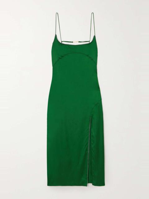 Notte embellished panelled sateen midi dress