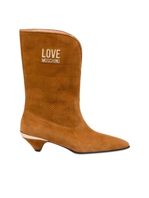 logo-plaque suede boots