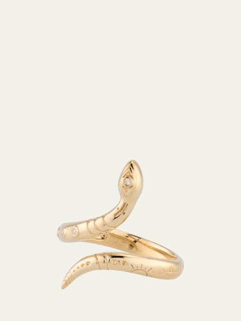14K Yellow Gold Wrap Snake Ring with Diamonds