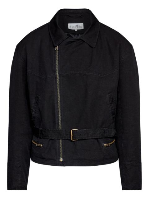 belted asymmetrical-zip jacket