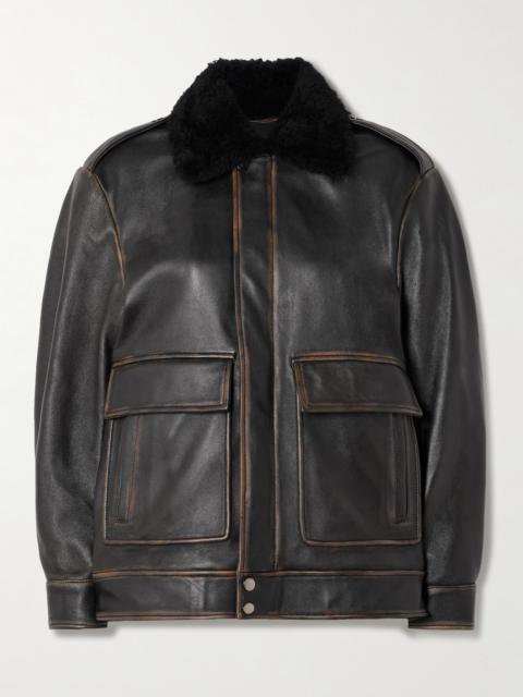 Drey Distressed Shearling-trimmed Leather Jacket