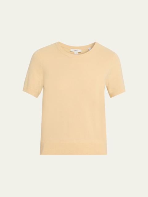 Cashmere-Blend Short-Sleeve Crewneck Sweater