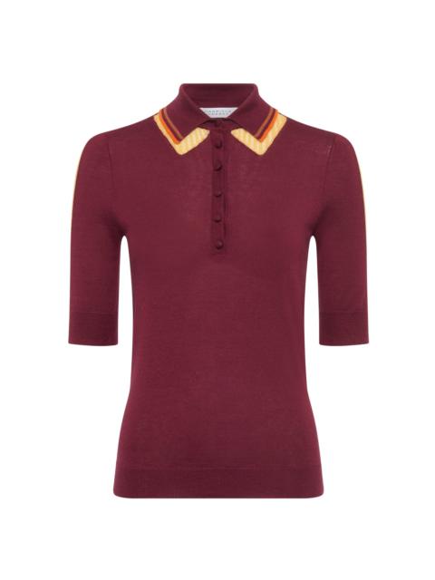 Wendelyn Knit Short Sleeve Polo in Merlot Multi Cashmere Silk