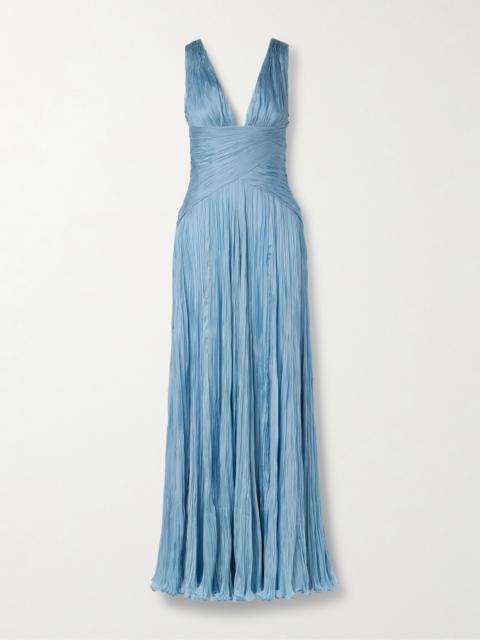 Gathered Plissé-silk Gown