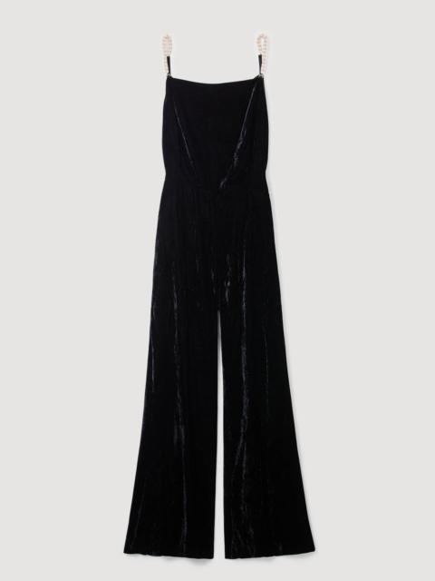 VELVET JUMPSUIT WITH REMOVABLE STRAPS