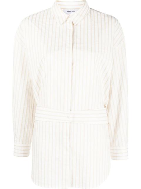 stripe-print tied-waist shirt