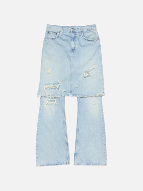 Layered denim trousers - Light blue