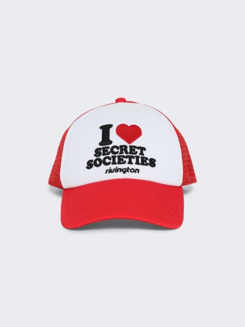 Secret Societies Trucker Hat White And Red