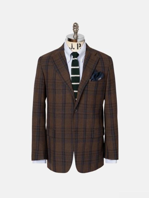 MADE-IN-USA BROWN & NAVY WINDOWPANE FOX AIR WOOL SPORT COAT