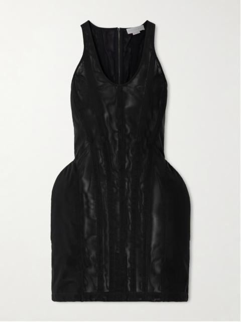 Padded Mesh Mini Dress