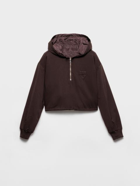 Reversible cotton jersey and Re-Nylon hoodie