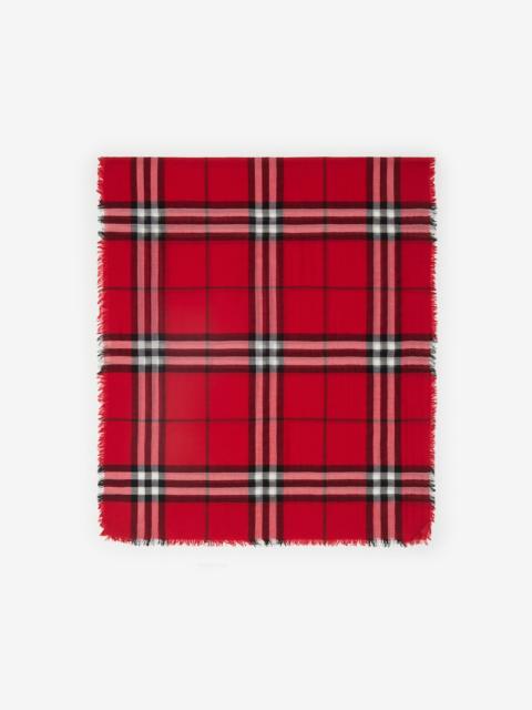 Wide Check Wool Scarf