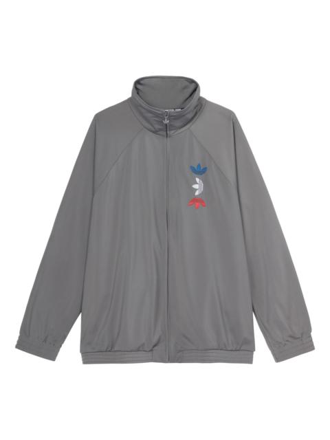 adidas originals Logo Metallic Sports Jacket Gray FS7322