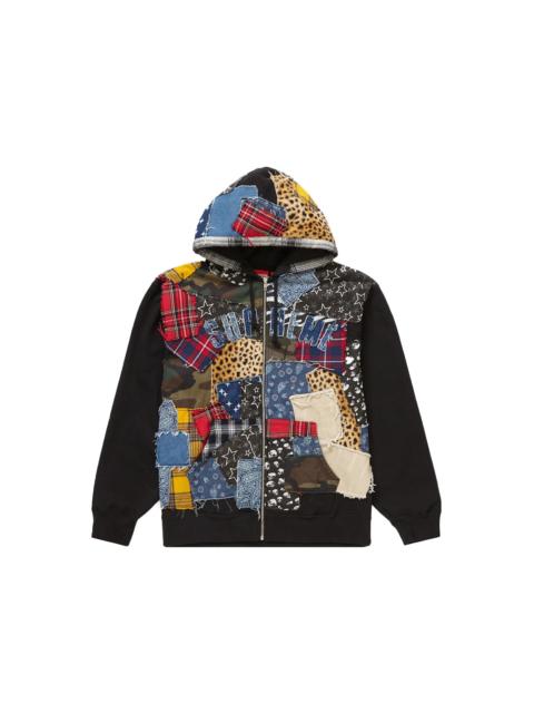 Supreme Patchwork Zip Up Hooded Sweatshirt Black