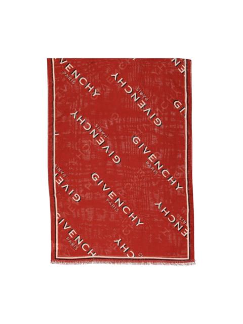 logo-lettering frayed scarf