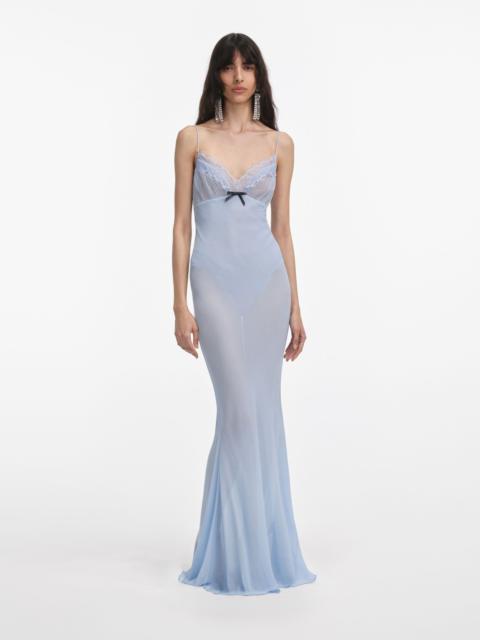 Blue Strappy Georgette Maxi Dress