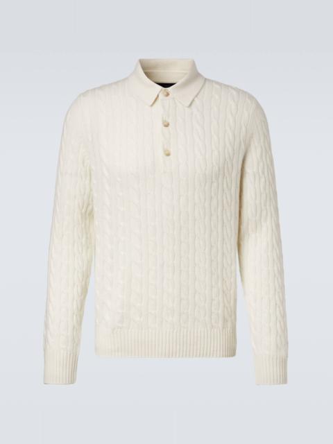 Cable-knit cashmere polo sweater