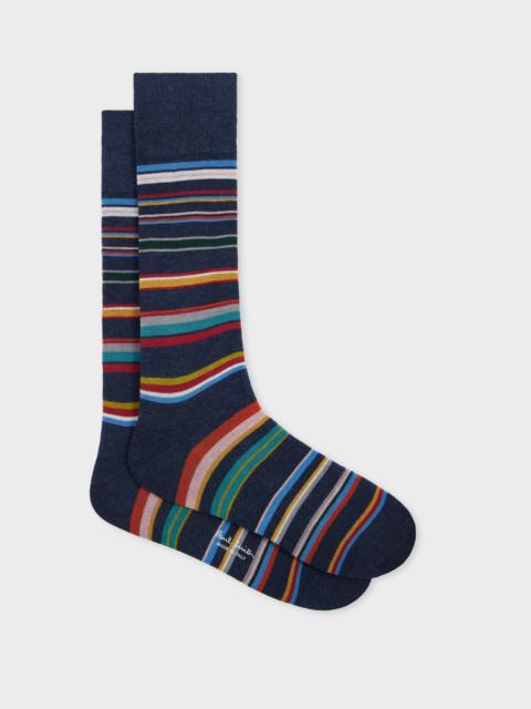 Navy Marl Stripe Socks