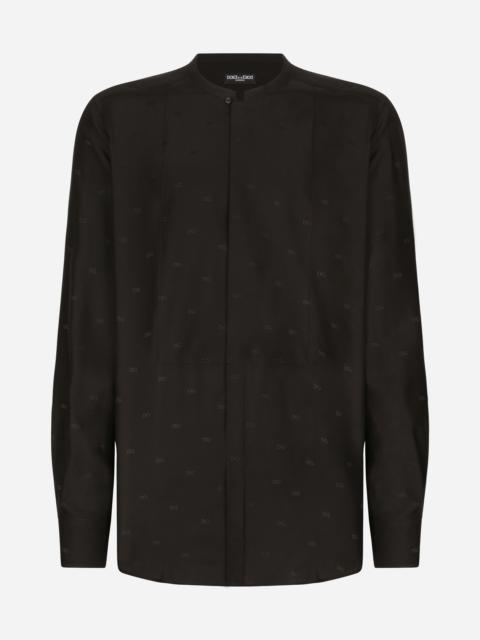 Silk Martini-fit shirt with plastron