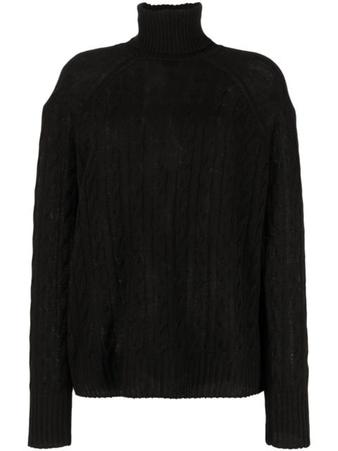 cable-knit roll-neck jumper