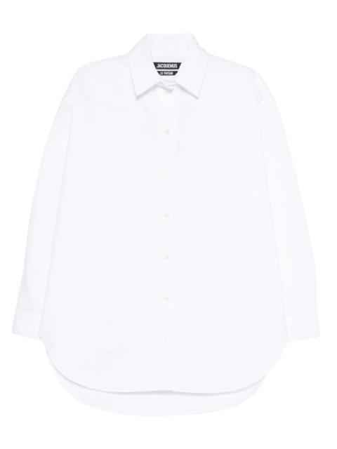 long-sleeve curved-hem shirt