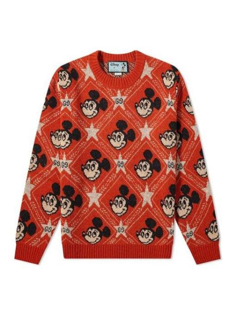 Gucci x Disney Mickey Mouse Pattern Crewneck Knitted Sweater For Men Orange 601563-XKA57-7841