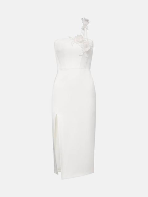 Floral-appliqué bustier dress