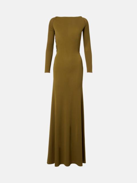 Draped open-back crêpe jersey gown