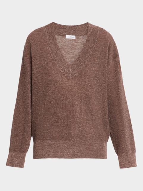 Sparkling Linen V-Neck Sweater