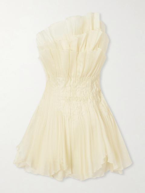 Nisha One-shoulder Tiered Satin Mini Dress