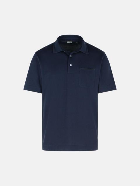 'PURE' BLUE COTTON POLO SHIRT