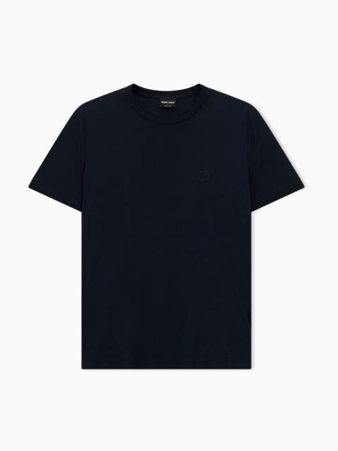 Cotton-interlock T-shirt with embroidered logo