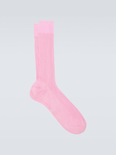 Ribbed-knit cotton socks