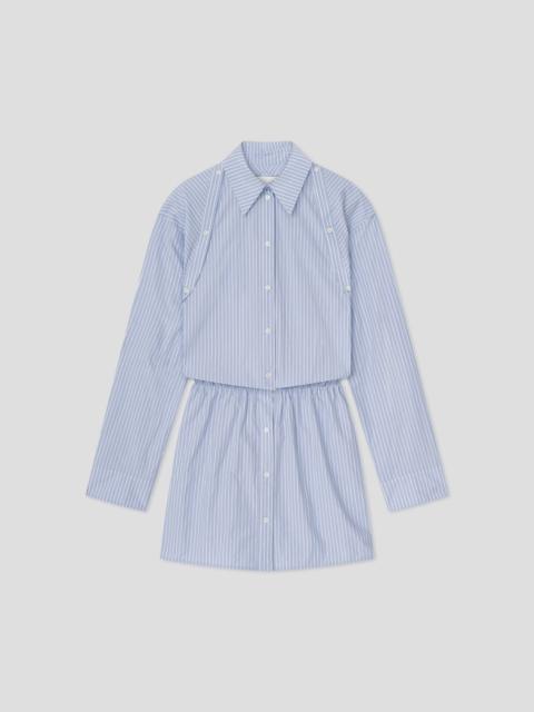 Elastic Waist Shirt Dress With Button Off-Shoulder Detail