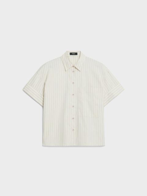 Cuffed Shirt in Striped Cotton-Blend