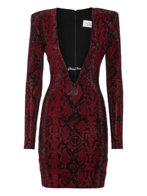 snakeskin-print mini dress